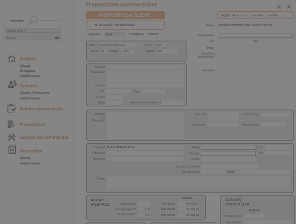 CRM page proposition client – Création et développement d’un outil interne de CRM pour un cabinet de recrutement