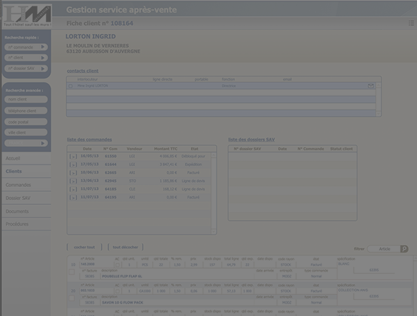Module SAV page client – Réalisation d'un outil interne de gestion du SAV pour la société Hotel Megastore
