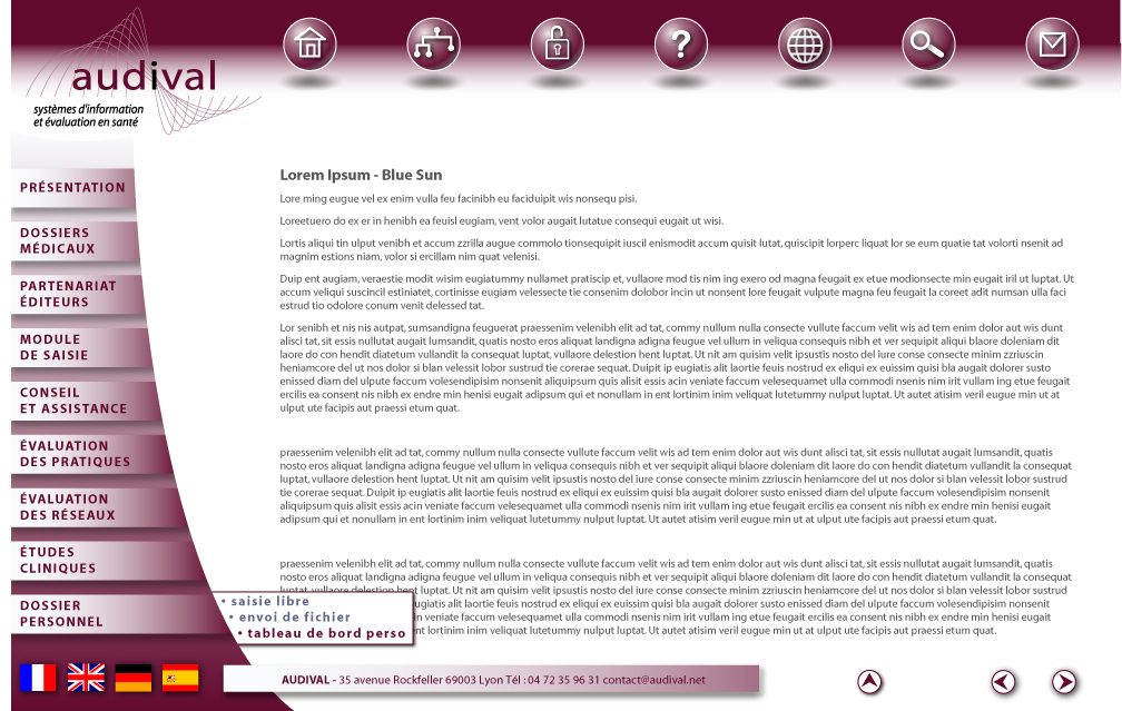Site web Audival Site web Audival – Conception du site web : interface graphique, déclinaison des pages, définition de l’arborescence