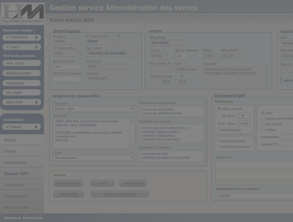 Module SAV page article – Réalisation d'un outil interne de gestion du SAV pour la société Hotel Megastore