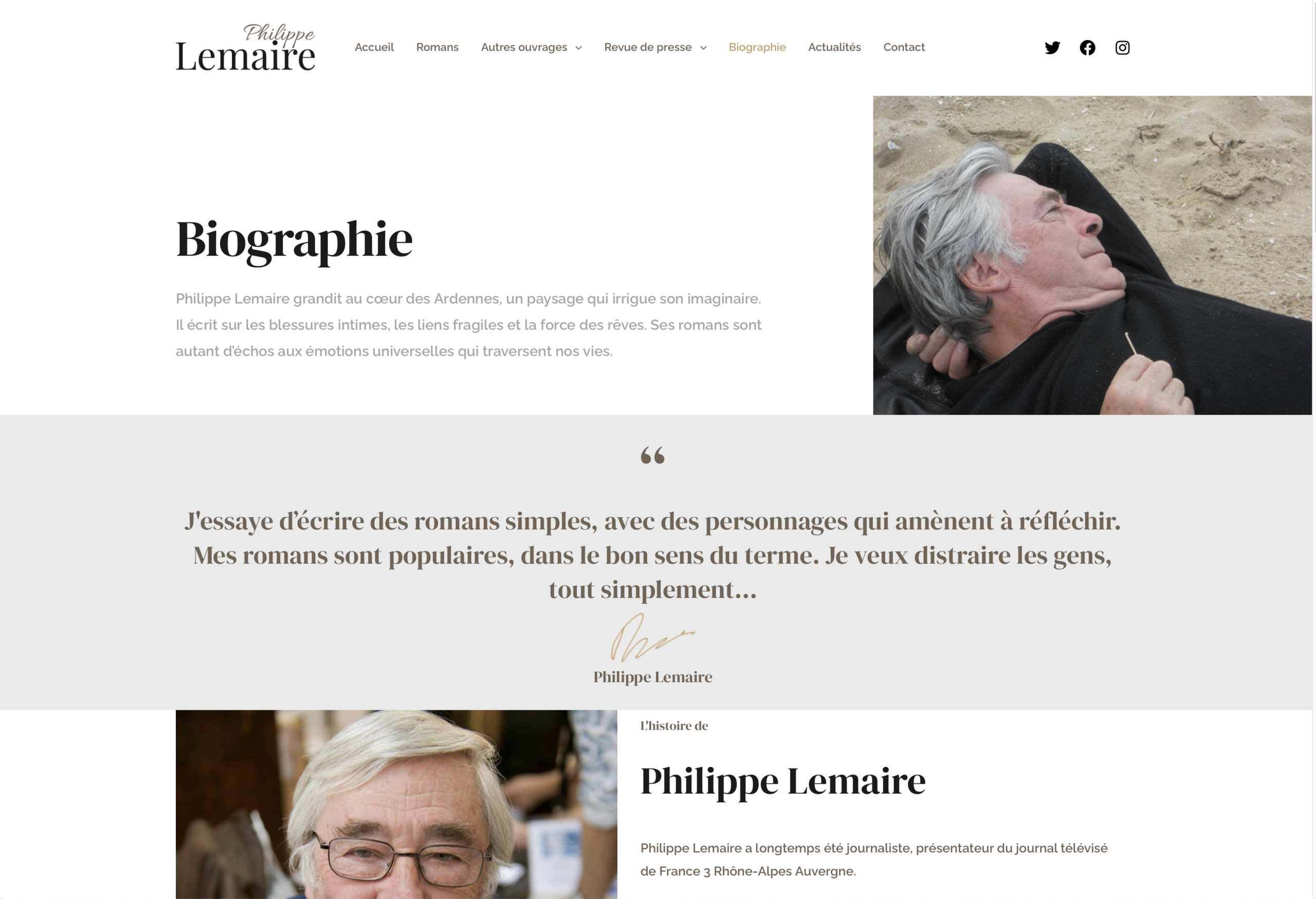 Site web du romancier Philippe Lemaire - page bio