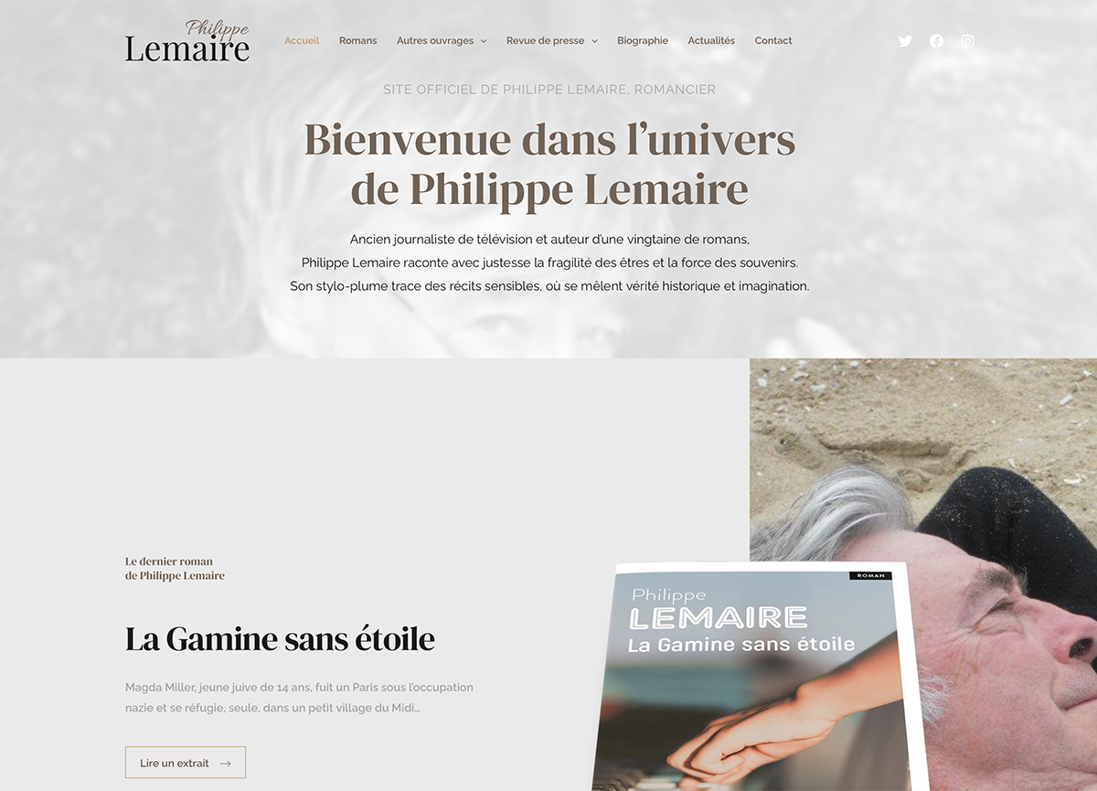 Site web du romancier Philippe Lemaire Site web du romancier Philippe Lemaire – création complète sous WordPress