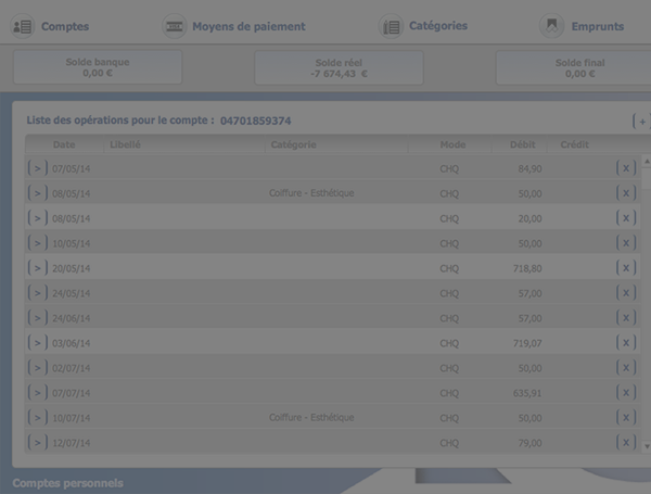 Compta personnelle – Réalisation d'un module de gestion de comptabilité personnelle