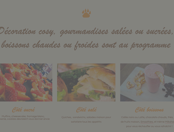 Panda Café page menu - Création du site web de Panda Café, une chaîne de cafés cosy proposant boissons chaudes, gourmandises et ambiance chaleureuse