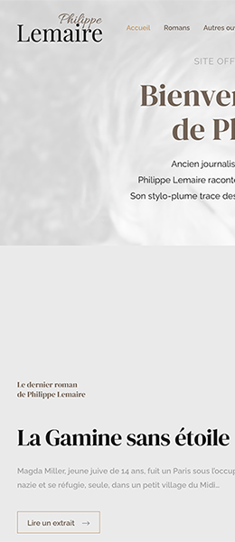 Site web du romancier Philippe Lemaire – création complète sous WordPress