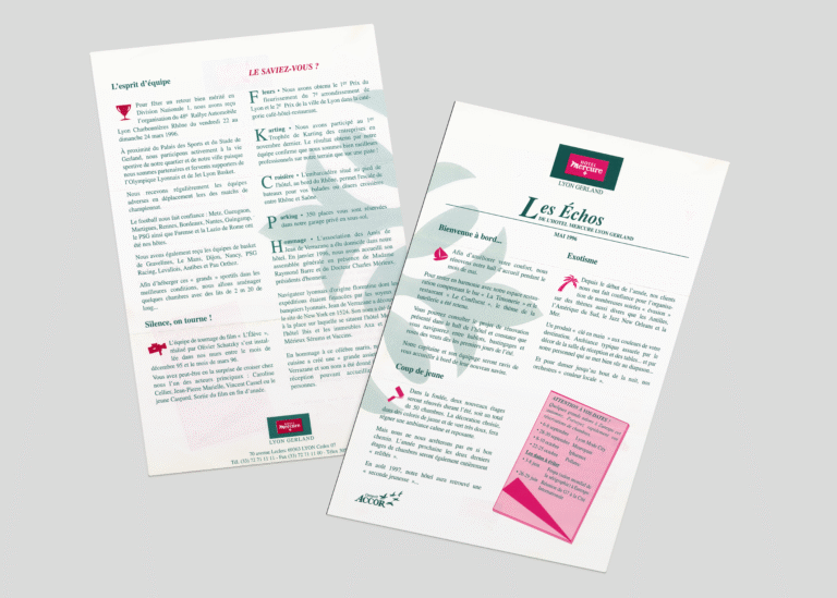 Création de la maquette et rédaction de la newsletter hebdomadaire pour l'hôtel mercure lyon gerland — création graphique réalisée par emmanuelle lemaire
