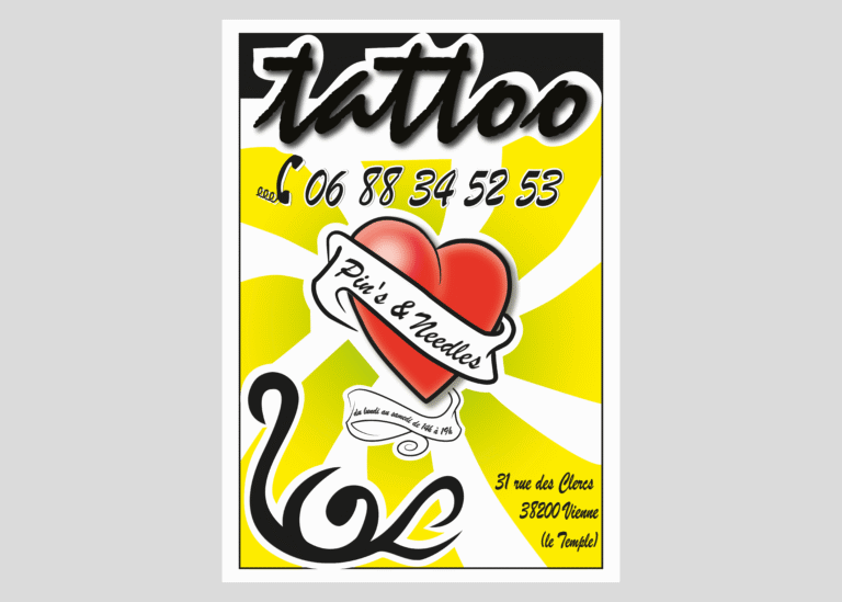 Réalisation d’une affiche a3 pour un studio de tatouage et de piercing — création graphique réalisée par emmanuelle lemaire