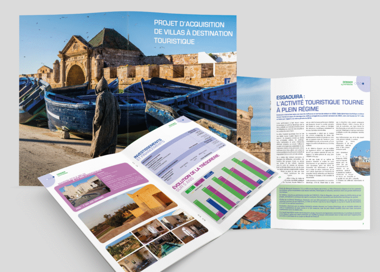 Dossier de présentation villas touristiques – maquette et création graphique Elem’Com, portfolio print
